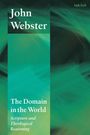 Text: "John Webster", "The Domain in the World", "Scripture and Theological Reasoning". Grünes abstraktes Muster.