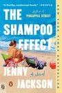 „THE SHAMPOO EFFECT“ von Jenny Jackson, New York Times Bestseller. Illustration einer Frau am Strand.