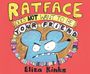 „RATFACE DOES NOT WANT TO BE YOUR FRIEND“ steht auf rotem Hintergrund. Illustration eines blauen, verärgerten Nagetiers.