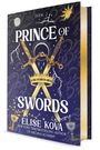"Book 2: Prince of Swords" von Elise Kova. Zwei Schwerter, Krone, Sonne, Mond, Blitze auf dunklem Hintergrund.