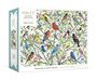 Text: "SIBLEY SONG BIRDS JIGSAW PUZZLE 1000 PIECES". Darstellung diverser Singvögel auf Ästen mit Blättern und Beeren.