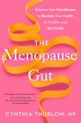 "Titel: The Menopause Gut. Autor: Cynthia Thurlow. Aussage: Balance Your Microbiome for Health. Gelbes Band auf pink."