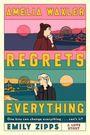 Text: "Amelia Waxler Regrets Everything. One kiss can change everything... can't it? Emily Zipps. A Love Story." Zwei Personen mit Handys, Sonnenuntergang.
