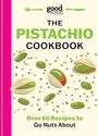 "good FOOD, THE PISTACHIO COOKBOOK, Over 60 Recipes to Go Nuts About." Illustration von Pistazien auf beigem Hintergrund.