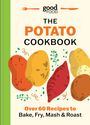 "THE POTATO COOKBOOK" und "Over 60 Recipes to Bake, Fry, Mash & Roast". Illustration von bunten Kartoffeln und Gewürzen.