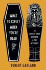 "What to Expect When You're Dead" steht auf einem Sarg. Daneben ein altägyptischer Sarkophag auf gelbem Hintergrund.