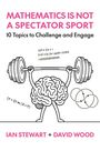 Titel in Pink: "MATHEMATICS IS NOT A SPECTATOR SPORT". Illustration: Ein Gehirn hebt eine Hantel, umgeben von mathematischen Formeln.