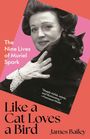 "The Nine Lives of Muriel Spark. 'Like a Cat Loves a Bird' - James Bailey. Schwarz-weiß Porträt mit Katze auf pink/rotem Hintergrund."