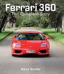 „Ferrari 360 - The Complete Story“ von Steve Rendle. Ein roter Ferrari auf einer Allee gesäumt von Bäumen.