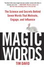 "Magic Words" von Tim David. Der Untertitel beschreibt die Wissenschaft hinter sieben Worten. Ein weißes Kaninchen ist oben.