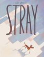 Text: „cale atkinson“ und „STRAY“. Illustration: Ein kleiner Hund auf einem abstrakt gemusterten Boden.