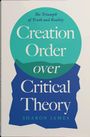 „Creation Order over Critical Theory“, „The Triumph of Truth and Reality“, von Sharon James; Text auf abstraktem Hintergrund.