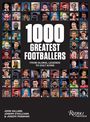 "1000 Greatest Footballers" steht groß in der Mitte. Darunter sind viele Porträts von Fußballspielern in mehreren Reihen.