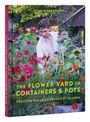 Titel: "THE FLOWER YARD IN CONTAINERS & POTS". Im Vordergrund ein Mann inmitten bunter Blüten.