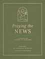 "Praying the News: Liturgies for Reading the Headlines" von Steph Julliott. Grüner Hintergrund mit Buchsymbol.