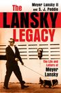 "The LANSKY LEGACY" und "The Life and Letters of Meyer Lansky". Mann führt Hund an Leine vor weißer Wand.