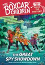 "The Boxcar Children", "You solve the mystery!", "Choose a path.", "Follow the clues.", "Solve the mystery!", vier Kinder im Schnee.