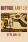 "RUPTURE ANTHEM", "POEMS", "HERA NAGUIB". Zwei Kinder bei einem Teleskop im Freien, mit Felsen und Gebüsch im Hintergrund.