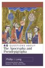 „40 Questions About The Apocrypha and Pseudepigrapha, Phillip J. Long.“ Illustration von drei Menschen beim Diskutieren.