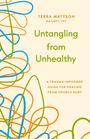 "Untangling from Unhealthy" von Terra Mattson. Buntes, abstraktes Linienmuster auf beigefarbenem Hintergrund.