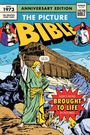 "THE PICTURE BIBLE" in großer Schrift, ein Mann vor einer Arche, Textblase: "GOD WILL SAVE US", bunte Comic-Illustration.