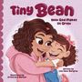 "Tiny Bean - How God Makes Us Grow" von Lisa Tawn Bergren. Illustration von Krista Heij Barber. Zwei lachende Figuren umarmen sich herzlich.