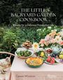 Oben steht "The Little Backyard Garden Cookbook". Darunter sieht man einen Tisch mit Salat, Früchten, Kuchen und Blumen.