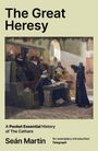 Text: "A Pocket Essential History of The Cathars. The Rise and Fall of the Great Heresy. Seán Martin." Illustration: Eine mittelalterliche Szene mit einer Predigt.