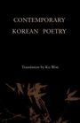 Text: "Contemporary Korean Poetry. Translation by Ko Won." Dunkler Hintergrund mit abstrakten Pflanzenmustern.