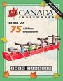 "Bestseller! Canada Crosswords Book 27, 75 All New Crosswords, GWEN SJOGREN. Illustration: Elche in einem Kanu."