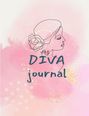 „My DIVA journal“ steht auf einem rosa Hintergrund mit feiner Illustration einer Frau im Profil.