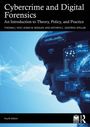 "Cybercrime and Digital Forensics", Autoren genannt, Profilansicht einer Person mit digitalen Netzwerken und Datenvisualisierungen.