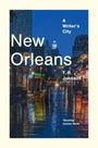 "New Orleans: A Writer's City" von T.R. Johnson. Nächtliche Stadtansicht mit nasser Straße und bunten Lichtern.