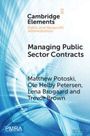"Managing Public Sector Contracts" von Matthew Potoski, Ole Helby Petersen, Lena Brogaard, Trevor Brown. Abstraktes blaues Design.