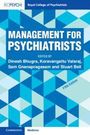 "Management for Psychiatrists", Herausgeber: Dinesh Bhugra und andere. Geometrische blaue Muster im Hintergrund.