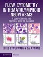 "Flow Cytometry in Hematolymphoid Neoplasms" überspannt das Bild oben. Vier bunte Diagramme unten. Herausgegeben von Wei Wang & Sa A. Wang.