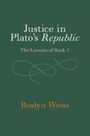 „Justice in Plato's Republic: The Lessons of Book 1“ von Roslyn Weiss. Dunkelgrüner Hintergrund, schlichtes Design.