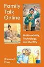 Oben links steht "Family Talk Online", unten rechts "Hanwool Choe". Illustrationen von Menschen mit Smartphones.