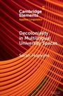 "Decoloniality in Multilingual University Spaces" von Sarah Hopkins. Hintergrund: Dynamische orange Linienmuster.