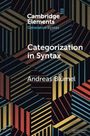 „Cambridge Elements Generative Syntax, Categorization in Syntax, Andreas Blümel“. Geometrisches Muster in Schwarz und Rot.