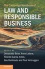 Text: "The Cambridge Handbook of Law and Responsible Business. Edited by Debadatta Bose, Anne Lafarre..." Landschaftshintergrund.