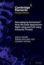 Oben: "Cambridge Elements European Politics".  
Titel: "Downplaying Extremism? How the State Approaches Right-wing and Left-wing Extremist Threats".  
Autoren: "Jeyhun Alizade, Rafaela Dancygier, und Jonathan Homola".  
Hintergrund: Lila Muster.