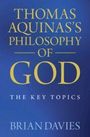 Text: "Thomas Aquinas's Philosophy of God: The Key Topics" von Brian Davies. Blauer Hintergrund, goldene Schrift.