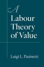 Text: "A Labour Theory of Value" von Luigi L. Pasinetti. Dunkelgrüner Hintergrund, minimalistisches Design.