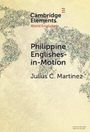 Text: "Cambridge Elements World Englishes. Philippine Englishes-in-Motion. Julius C. Martinez." Beige Hintergrund, Globus-Muster.