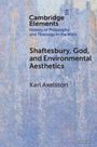 Text: "Cambridge Elements. History of Philosophy and Theology in the West. Shaftesbury, God, and Environmental Aesthetics. Karl Axelsson." Hintergrund in blauen und violetten Tönen.