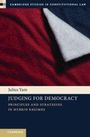 "Judging for Democracy: Principles and Strategies in Hybrid Regimes" von Julius Yam. Abgebildet sind Stoffe in Rot, Blau und Weiß.