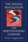 "The Digital Revolution and Institutional Change" von Thráinn Eggertsson. Abstrakte Illustration mit dynamischen Formen.