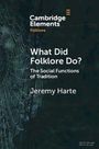 Cambridge Elements: Folklore. "What Did Folklore Do? The Social Functions of Tradition" von Jeremy Harte. Ein Spinnennetz im Hintergrund.