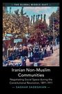 Buchtitel: "Iranian Non-Muslim Communities", Thema: soziale Räume 1891-1911. Historische Marktstraße mit Menschen und Bäumen.